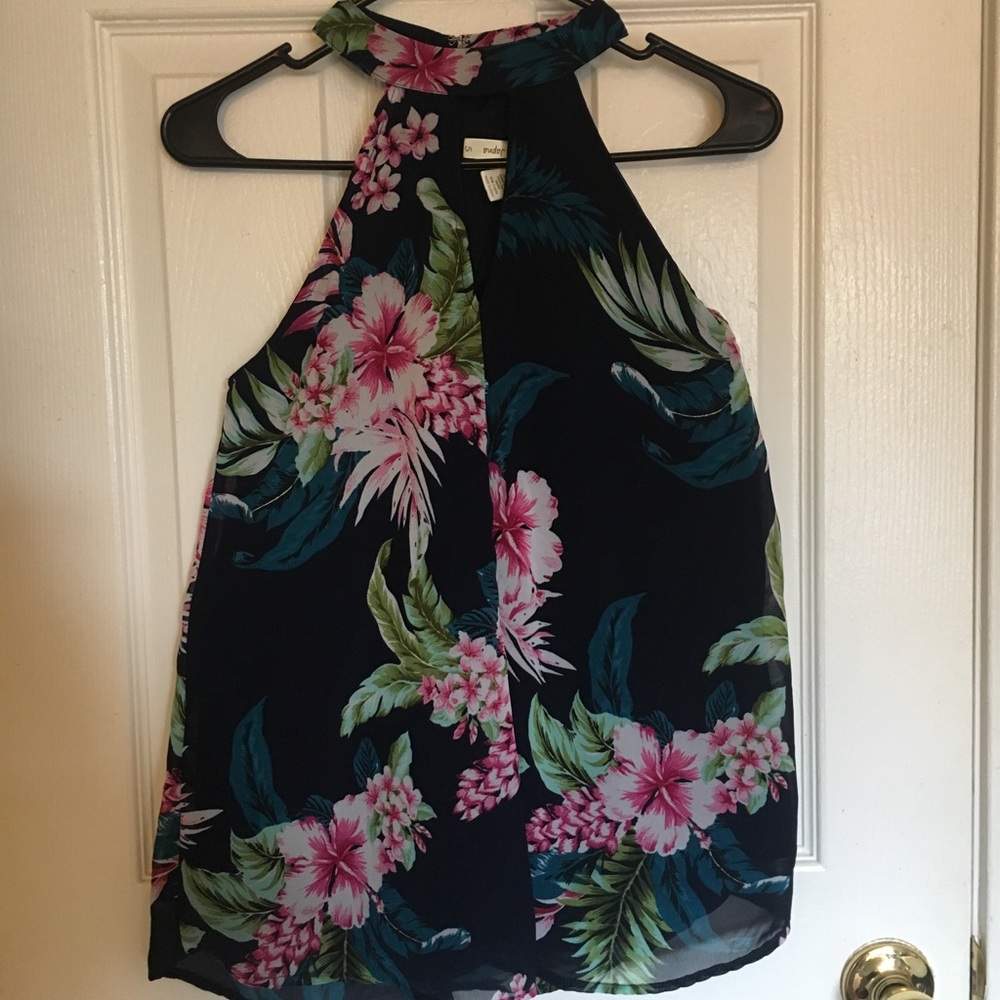 Dark Blue Floral Top